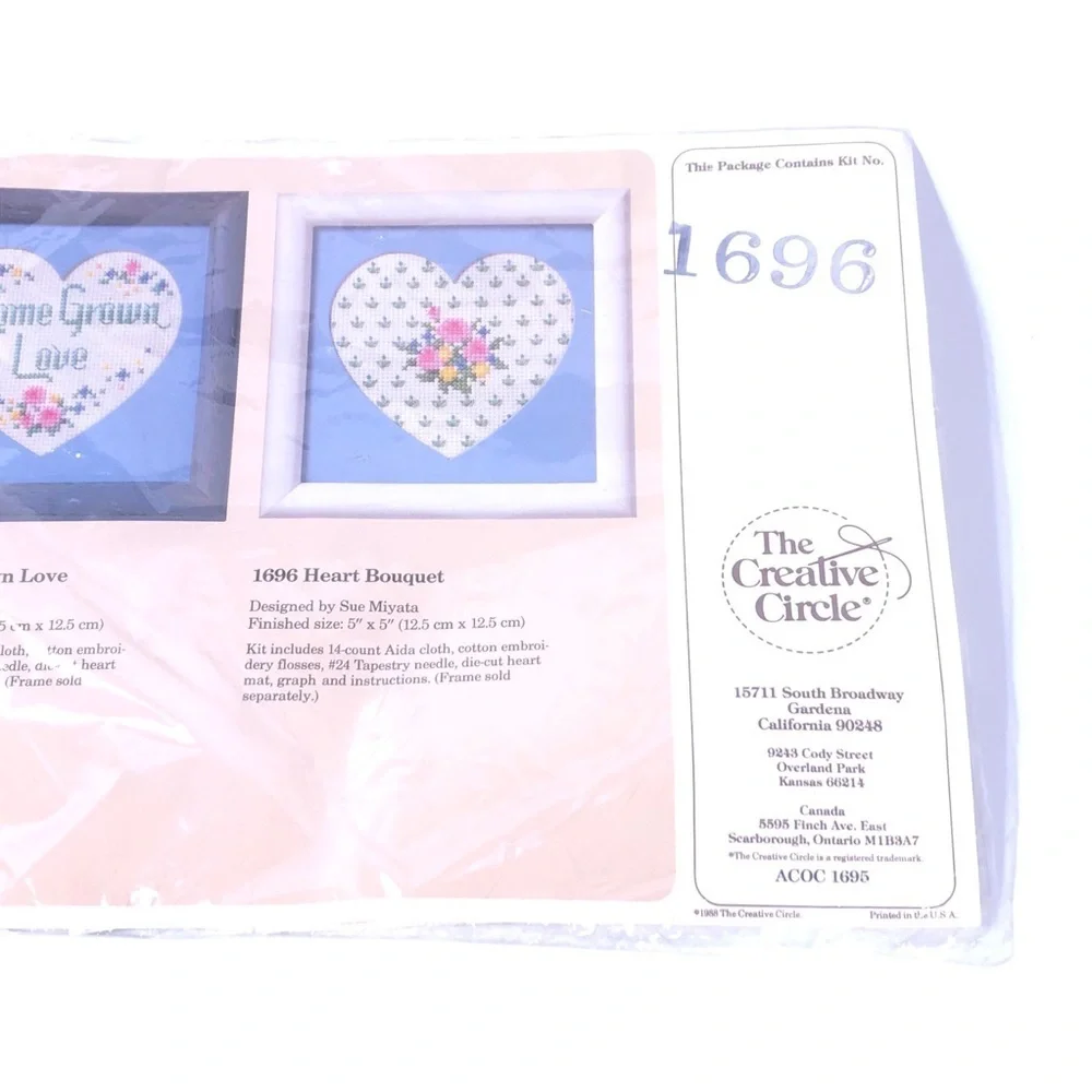 The Creative Circle Sue Miyata 1696 Hearts Bouquet Needlecraft Kit Vintage